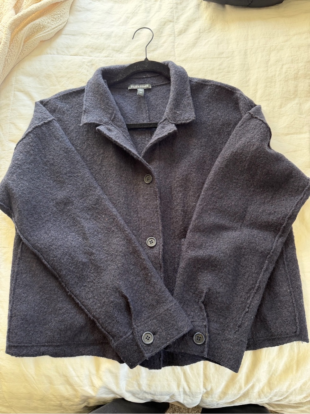 Eileen Fisher Charcoal Wool-Blend Cropped Utility Jacket - Picture 2 of 5